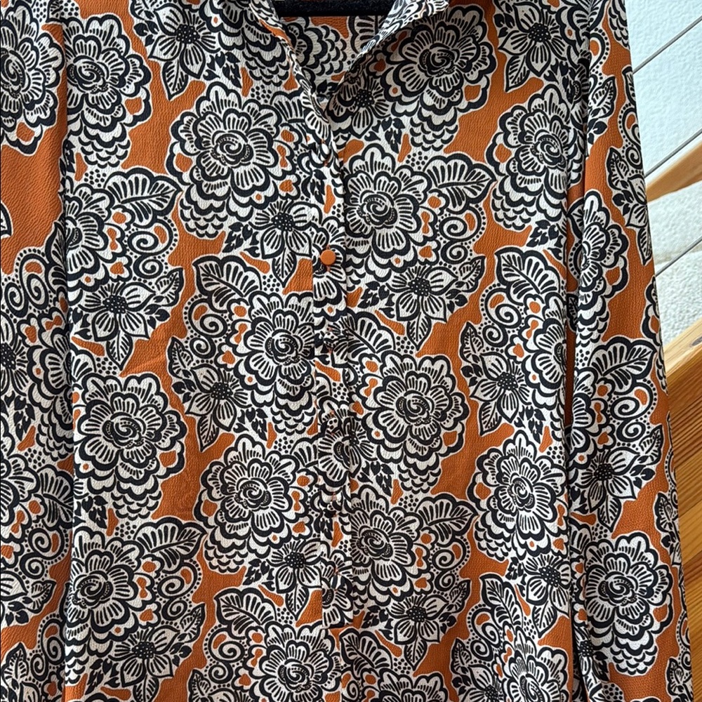 Alexis Orange and Black Floral Playsuit/cover Up Sz M - Picture 8 of 11
